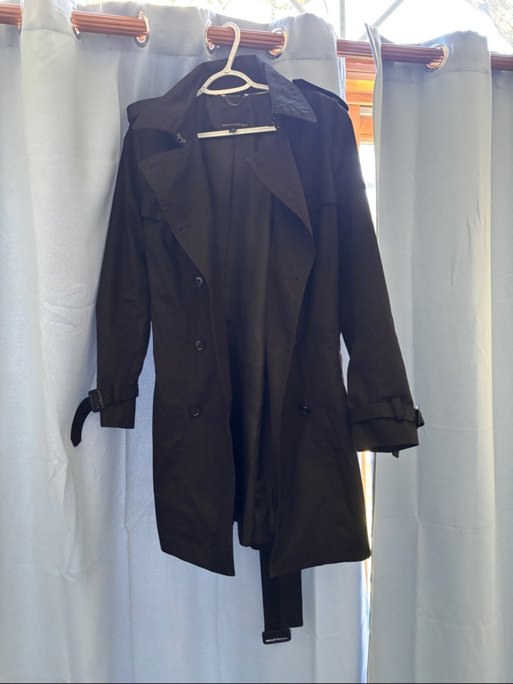 Banana Republic Black Double-Breasted Trench Coat